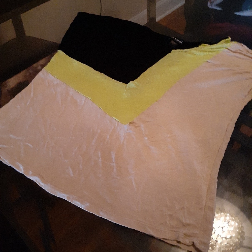 Black lime and tan color block shirt